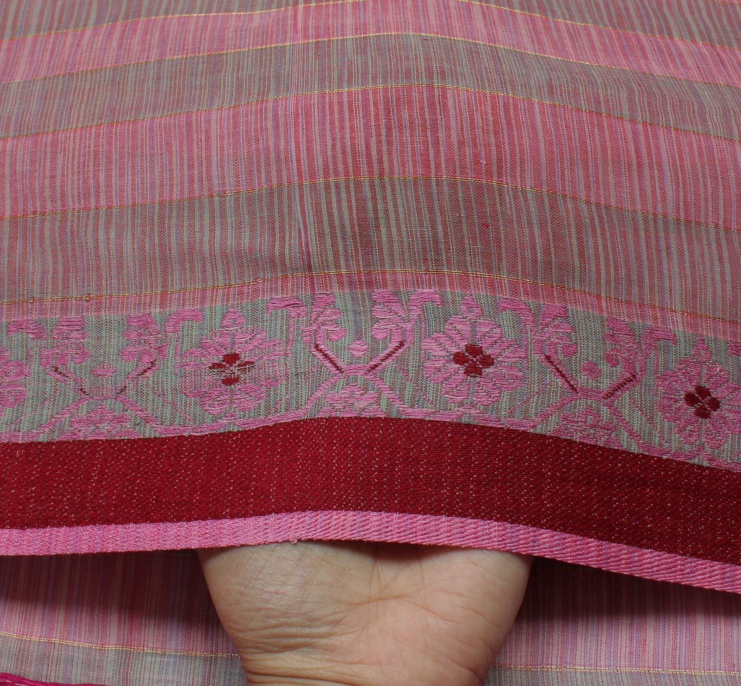 Sushila Vintage Indian Saree 100% Pure Cotton Woven Sari Craft 5 Yard Fabric