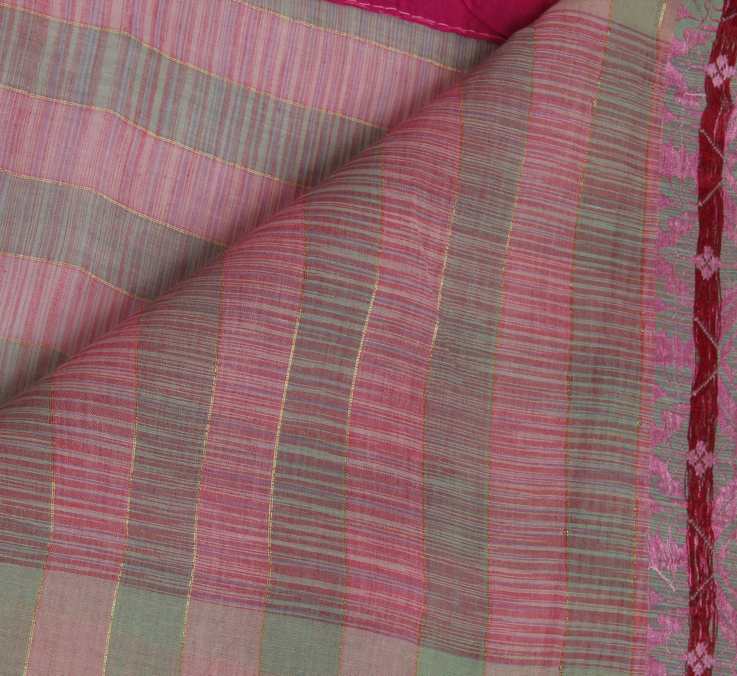 Sushila Vintage Indian Saree 100% Pure Cotton Woven Sari Craft 5 Yard Fabric