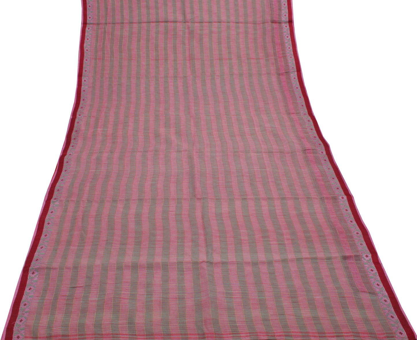 Sushila Vintage Indian Saree 100% Pure Cotton Woven Sari Craft 5 Yard Fabric