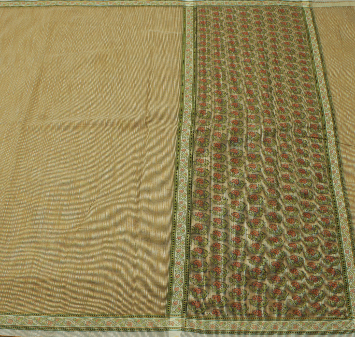 Sushila Vintage Brown Indian Saree Blend Cotton Woven Sari Craft 5 Yard Fabric