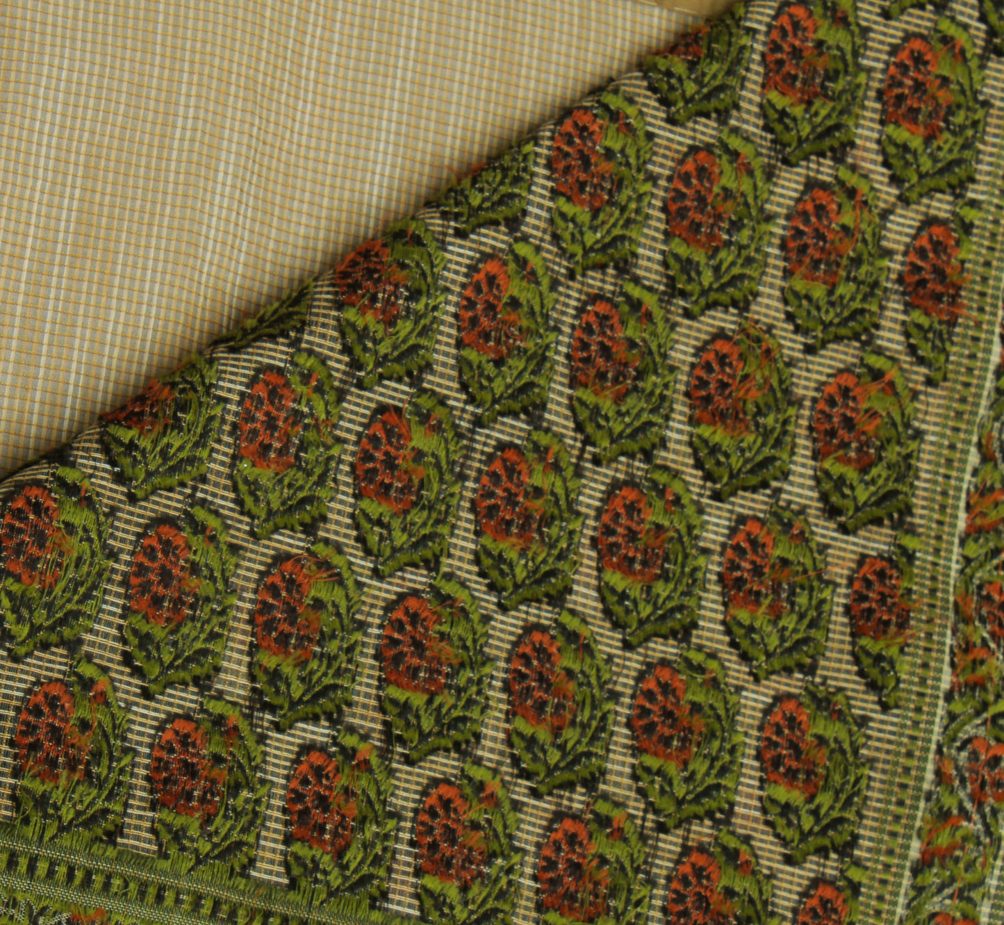 Sushila Vintage Brown Indian Saree Blend Cotton Woven Sari Craft 5 Yard Fabric