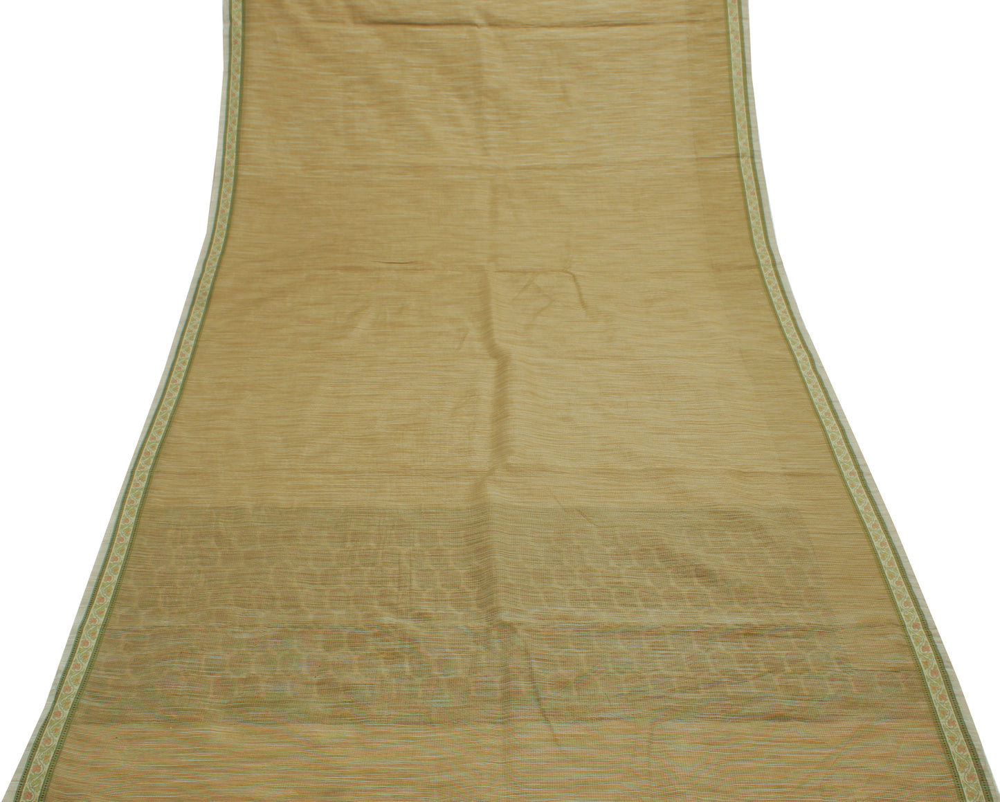 Sushila Vintage Brown Indian Saree Blend Cotton Woven Sari Craft 5 Yard Fabric