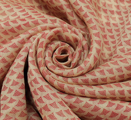 Sushila Vintage Cream Saree 100% Pure Silk Woven Floral Sari Craft 5 Yard Fabric
