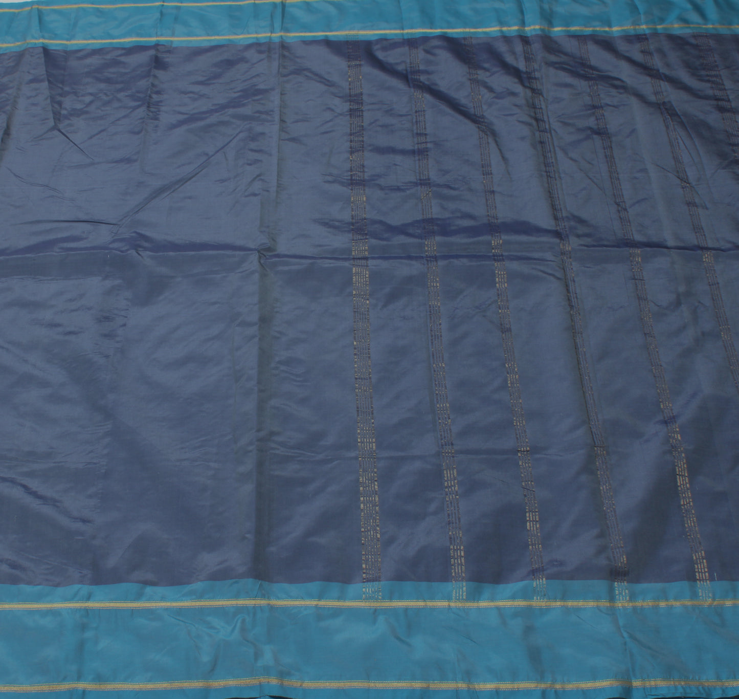 Sushila Vintage Blue Indian Saree Blend Silk Woven Sari Craft 5 Yard Fabric