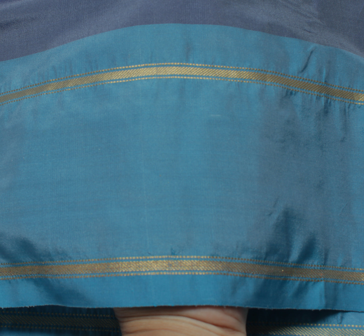 Sushila Vintage Blue Indian Saree Blend Silk Woven Sari Craft 5 Yard Fabric