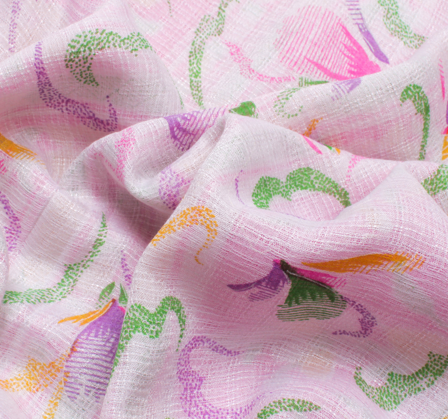 Sushila Vintage White Indian Saree 100% Pure Cotton Printed Floral Sari Fabric