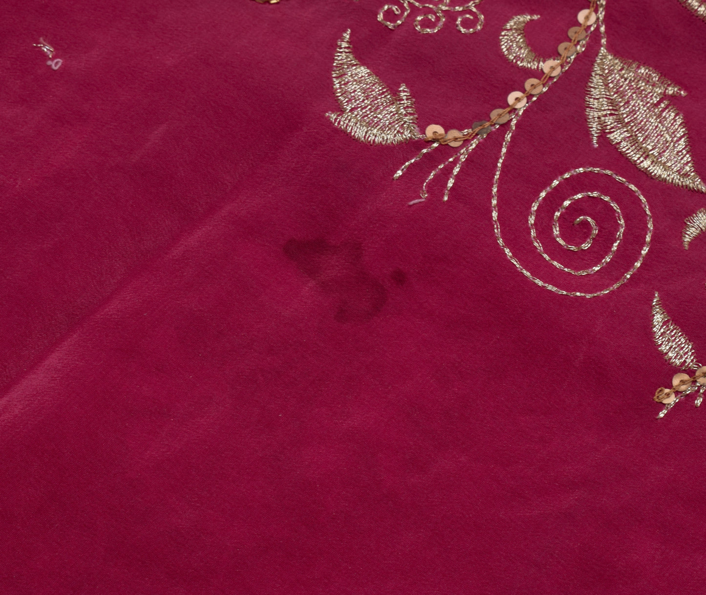 Sushila Vintage HEAVY Pink Saree Pure Crepe Silk Embroidered Floral Sari Fabric
