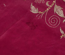 Sushila Vintage HEAVY Pink Saree Pure Crepe Silk Embroidered Floral Sari Fabric