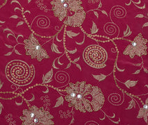 Sushila Vintage HEAVY Pink Saree Pure Crepe Silk Embroidered Floral Sari Fabric