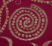 Sushila Vintage HEAVY Pink Saree Pure Crepe Silk Embroidered Floral Sari Fabric