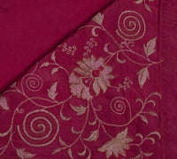 Sushila Vintage HEAVY Pink Saree Pure Crepe Silk Embroidered Floral Sari Fabric