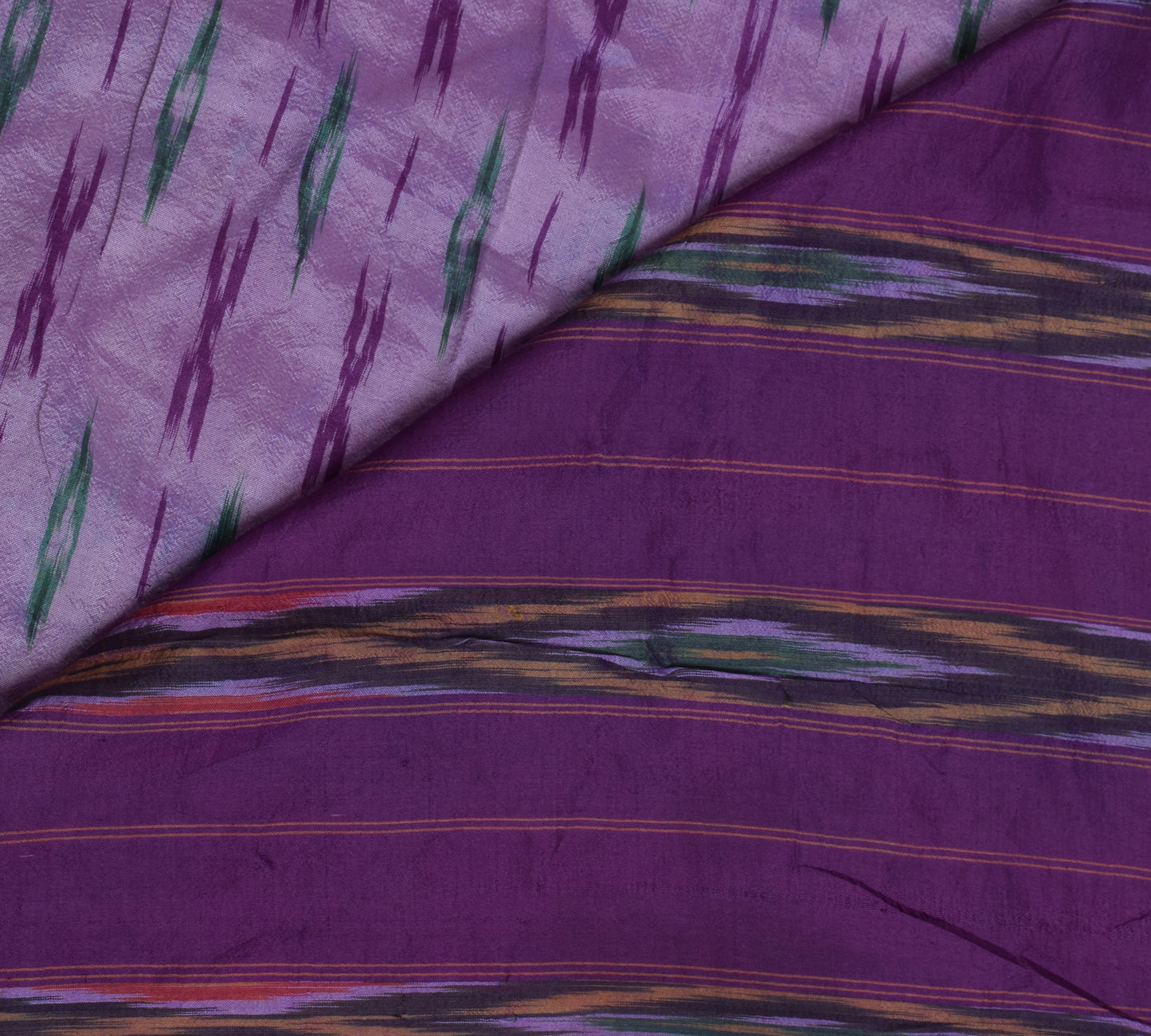 Sushila Vintage Purple Saree Pure Silk Hand Woven Ikat Patola Sari Craft Fabric