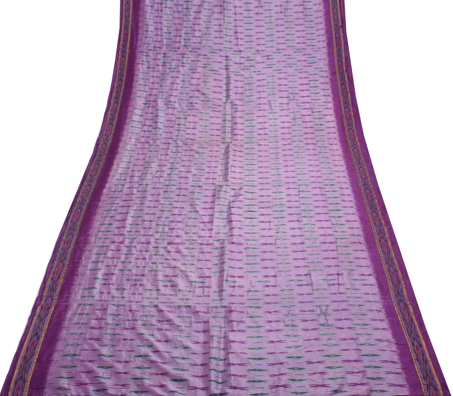Sushila Vintage Purple Saree Pure Silk Hand Woven Ikat Patola Sari Craft Fabric