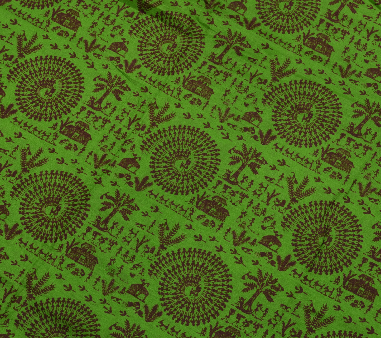 Sushila Vintage Green Saree 100% Pure Silk Woven & Printed Sari 5 Yard Fabric
