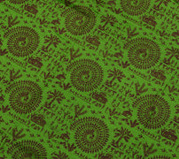 Sushila Vintage Green Saree 100% Pure Silk Woven & Printed Sari 5 Yard Fabric