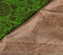 Sushila Vintage Green Saree 100% Pure Silk Woven & Printed Sari 5 Yard Fabric
