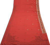 Sushila Vintage Peach Saree Blend Georgette Silk Hand Embroidered Sari Fabric