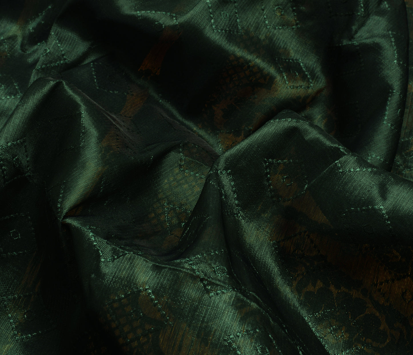 Sushila Vintage Teal Green Saree Blend Silk Self Woven Floral Sari 5 Yard Fabric