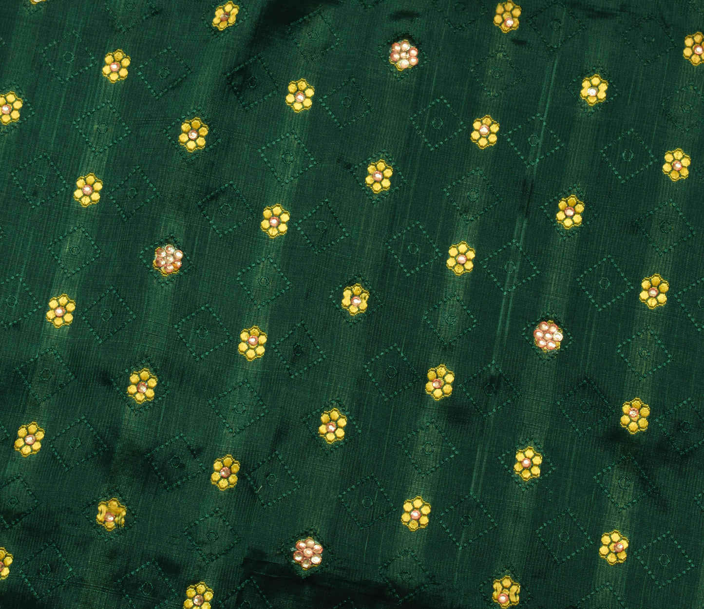 Sushila Vintage Teal Green Saree Blend Silk Self Woven Floral Sari 5 Yard Fabric