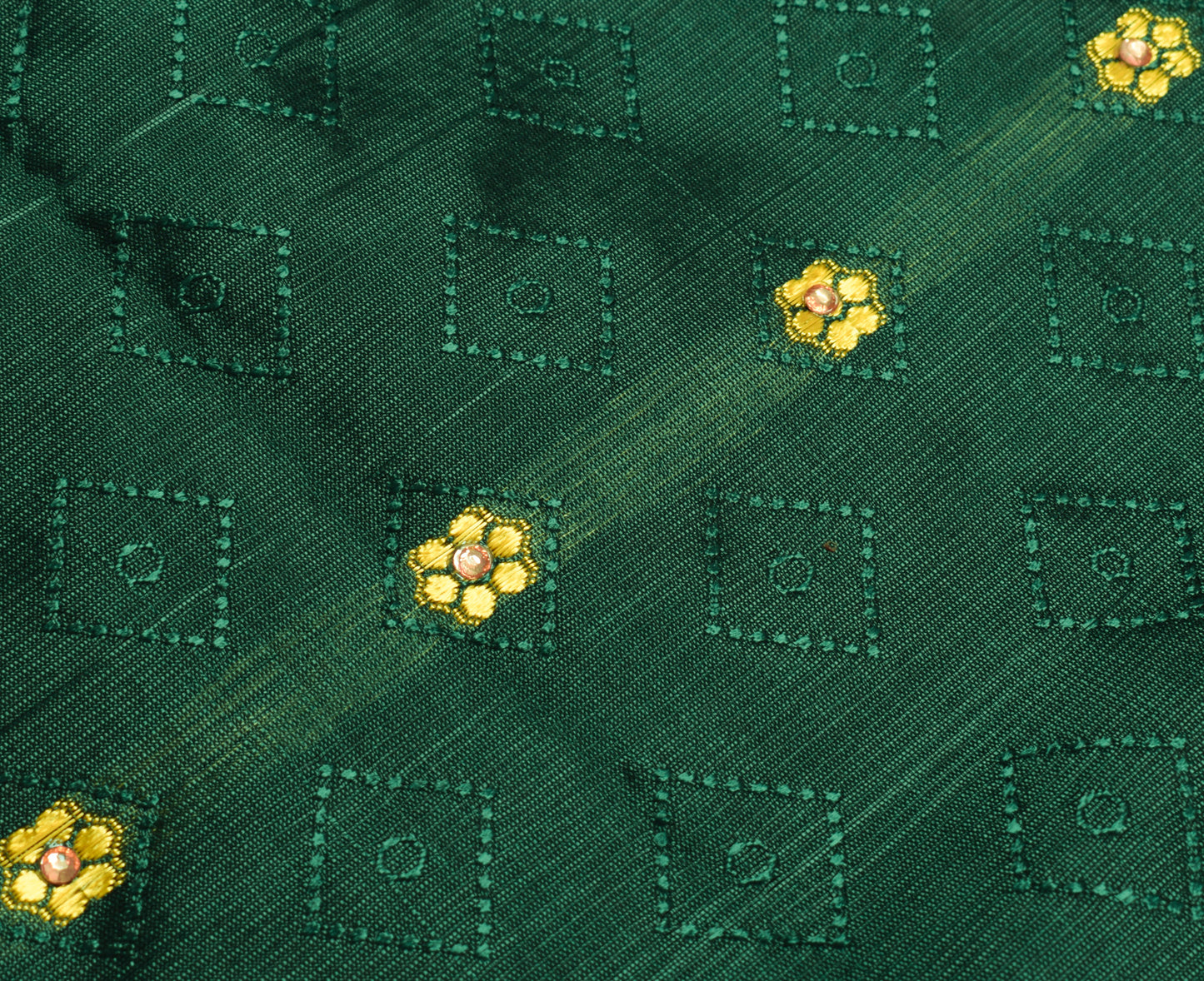Sushila Vintage Teal Green Saree Blend Silk Self Woven Floral Sari 5 Yard Fabric