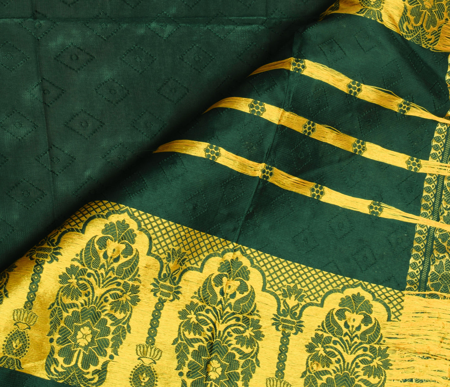 Sushila Vintage Teal Green Saree Blend Silk Self Woven Floral Sari 5 Yard Fabric