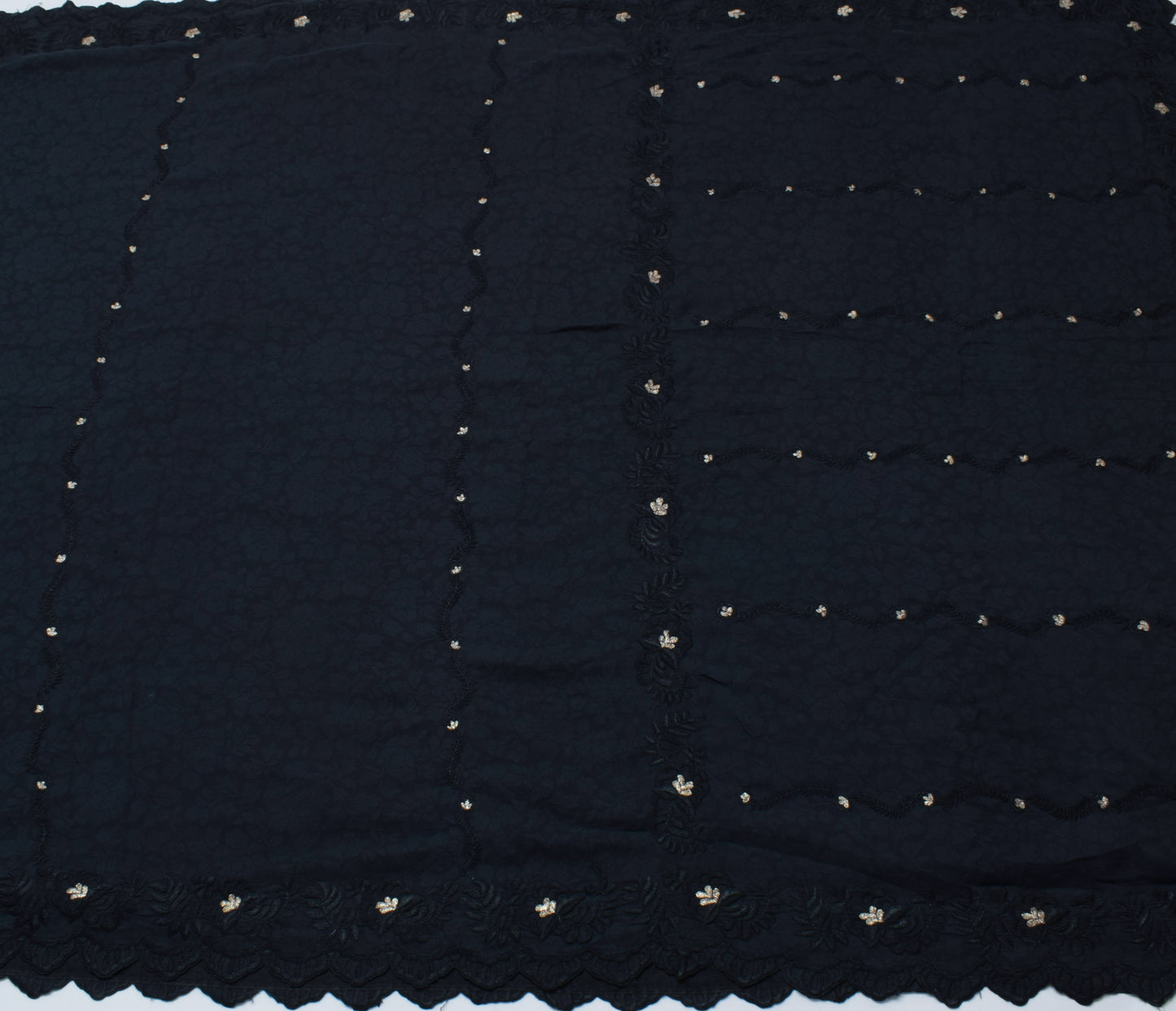 Sushila Vintage Indian Saree Pure Georgette Silk Embroidered & Woven Sari Fabric