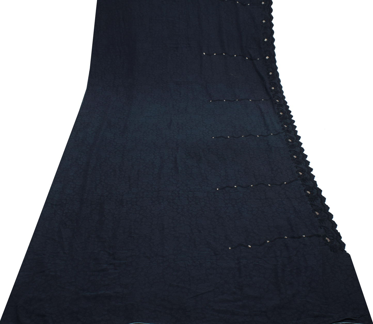 Sushila Vintage Indian Saree Pure Georgette Silk Embroidered & Woven Sari Fabric