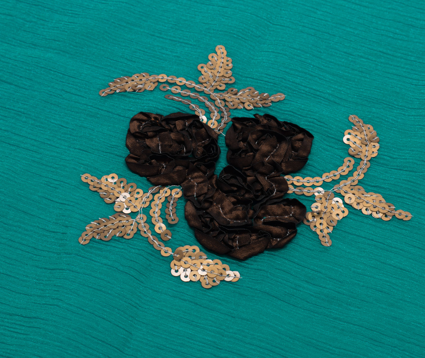 Sushila Vintage Teal Blue Saree Blend Tissue Silk Embroidered Floral Sari Fabric