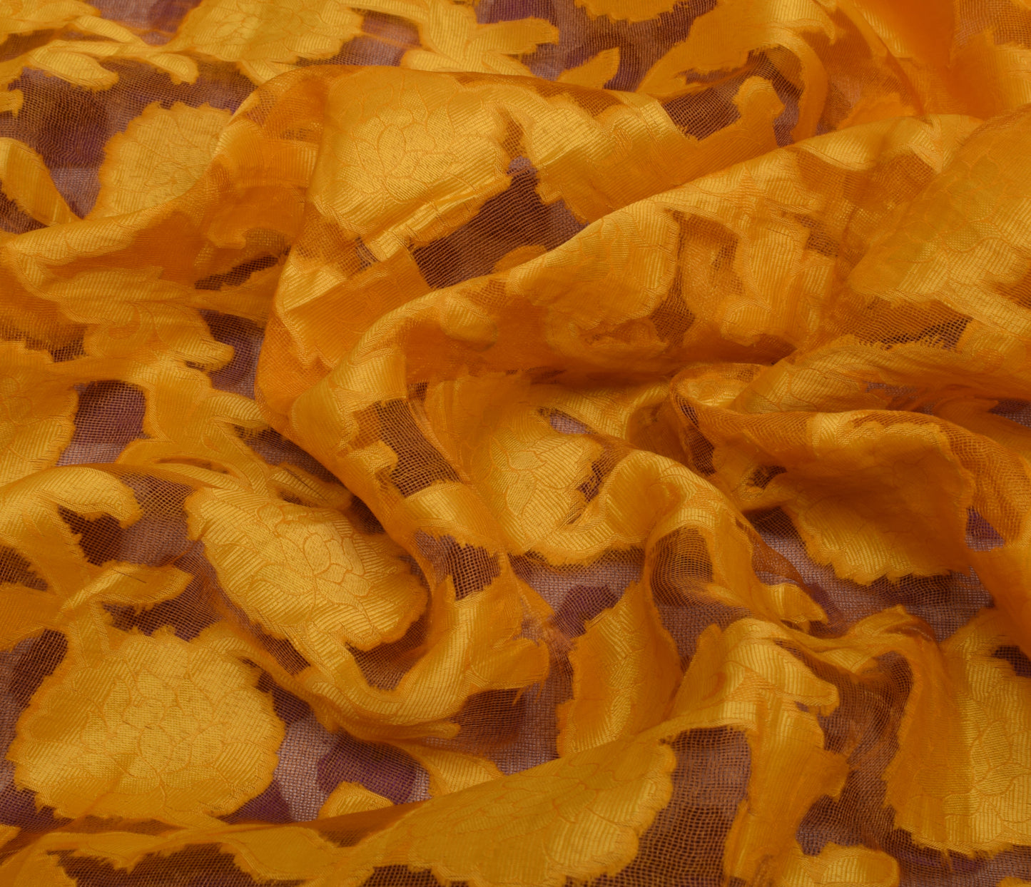 Sushila Vintage Indian Saree Blend Silk Woven Floral Sari 5 Yard Craft Fabric