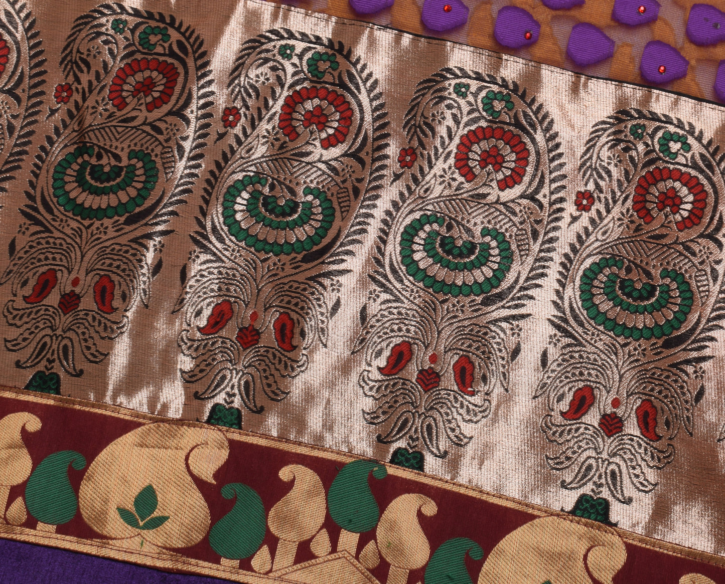 Sushila Vintage Indian Saree Blend Silk Woven Floral Sari 5 Yard Craft Fabric