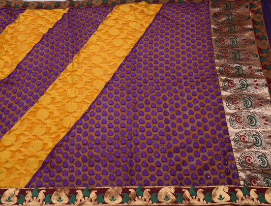 Sushila Vintage Indian Saree Blend Silk Woven Floral Sari 5 Yard Craft Fabric