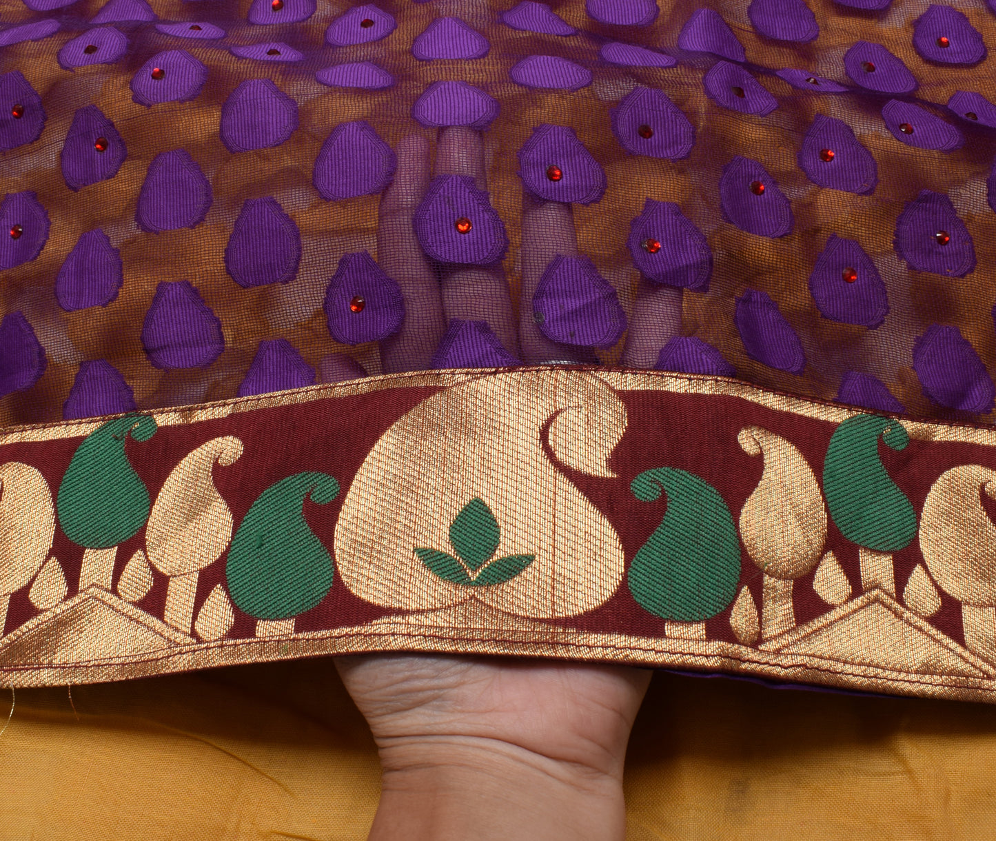 Sushila Vintage Indian Saree Blend Silk Woven Floral Sari 5 Yard Craft Fabric