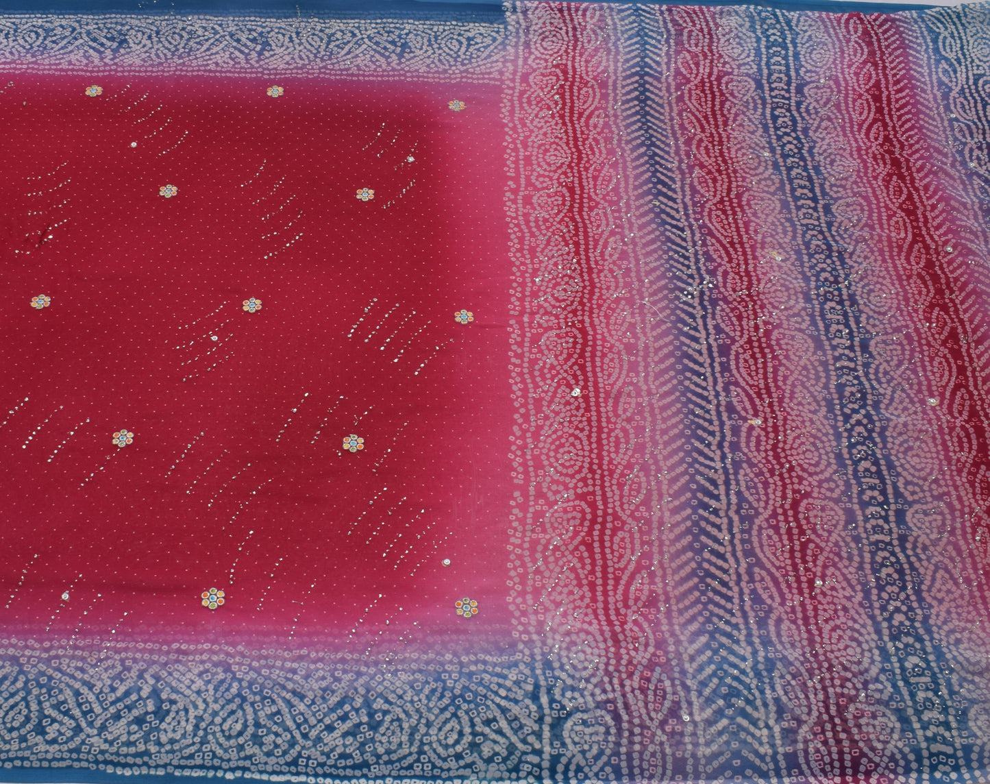 Sushila Vintage Indian Saree Blend Georgette Silk Printed Sari Craft Sari Fabric
