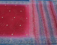Sushila Vintage Indian Saree Blend Georgette Silk Printed Sari Craft Sari Fabric