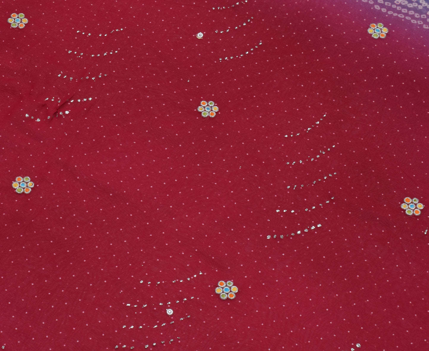 Sushila Vintage Indian Saree Blend Georgette Silk Printed Sari Craft Sari Fabric