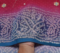 Sushila Vintage Indian Saree Blend Georgette Silk Printed Sari Craft Sari Fabric