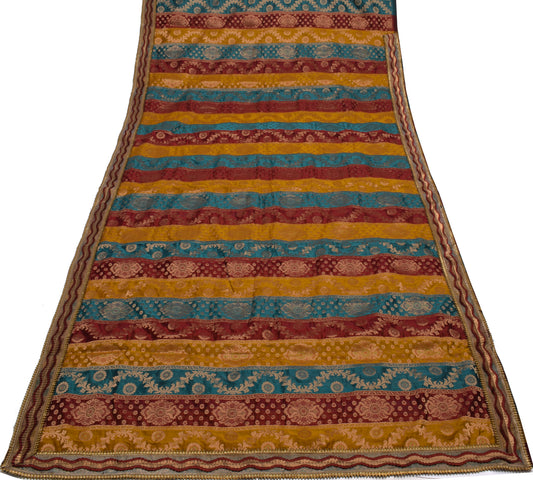 Sushila Vintage Multi-Color Saree Art Silk Zari Woven Brocade HEAVY Sari Fabric