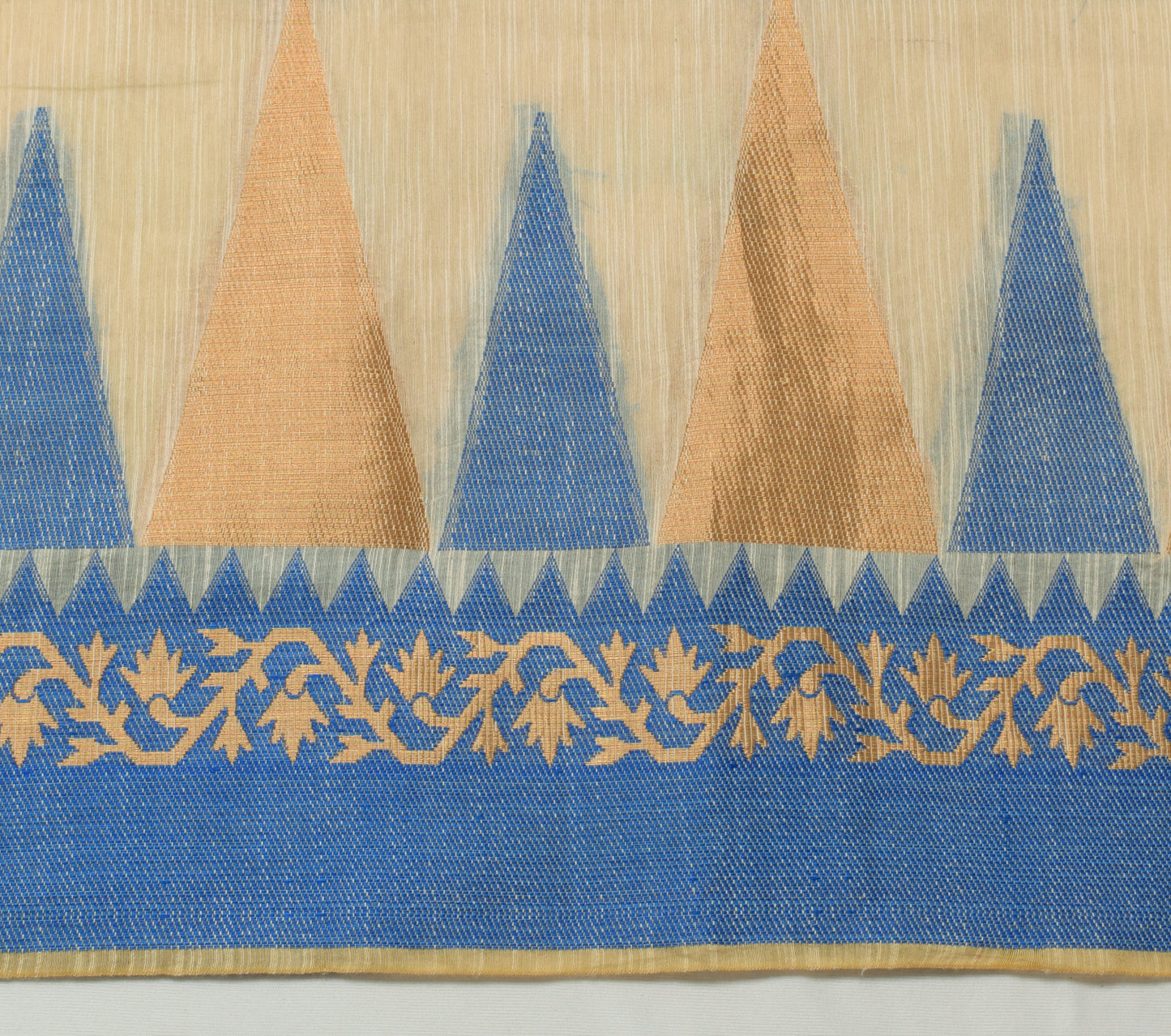 Sushila Vintage Indian Light Brown Saree Blend Silk Woven Floral Sari Fabric