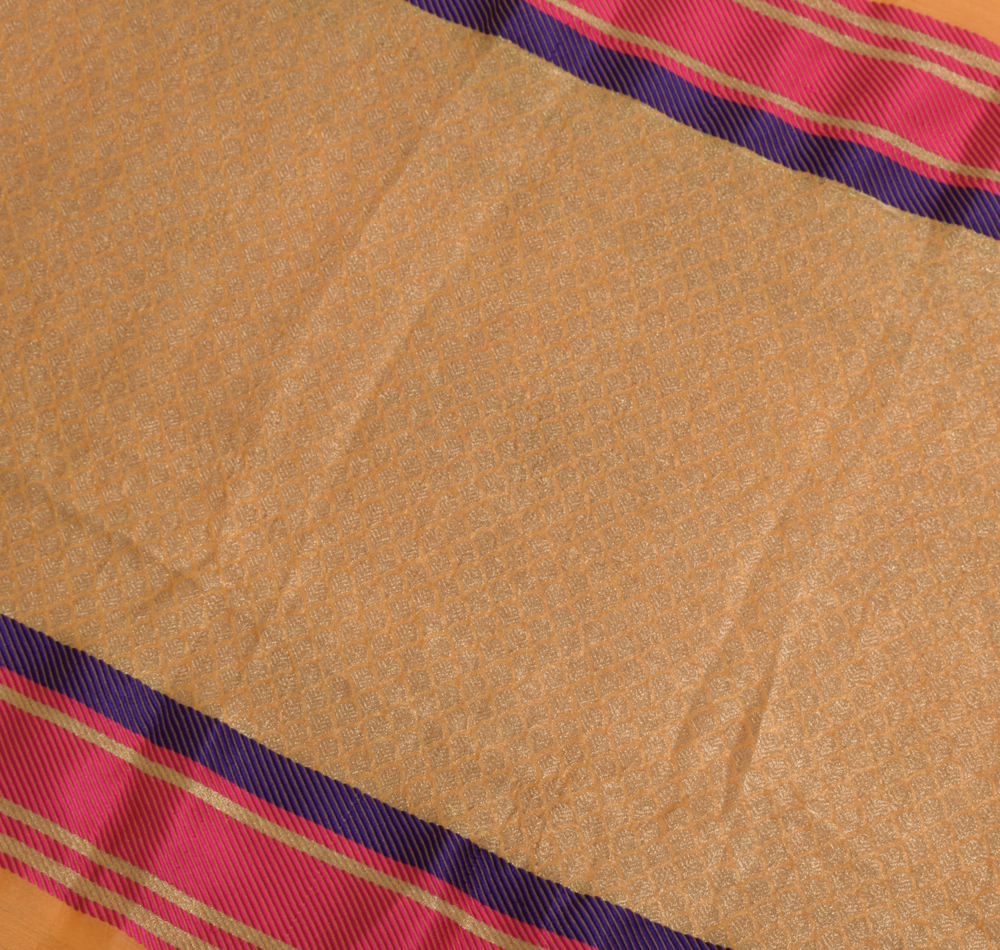 Sushila Vintage Orange Saree 100% Pure Silk Zari Woven Floral Sari 5 Yard Fabric