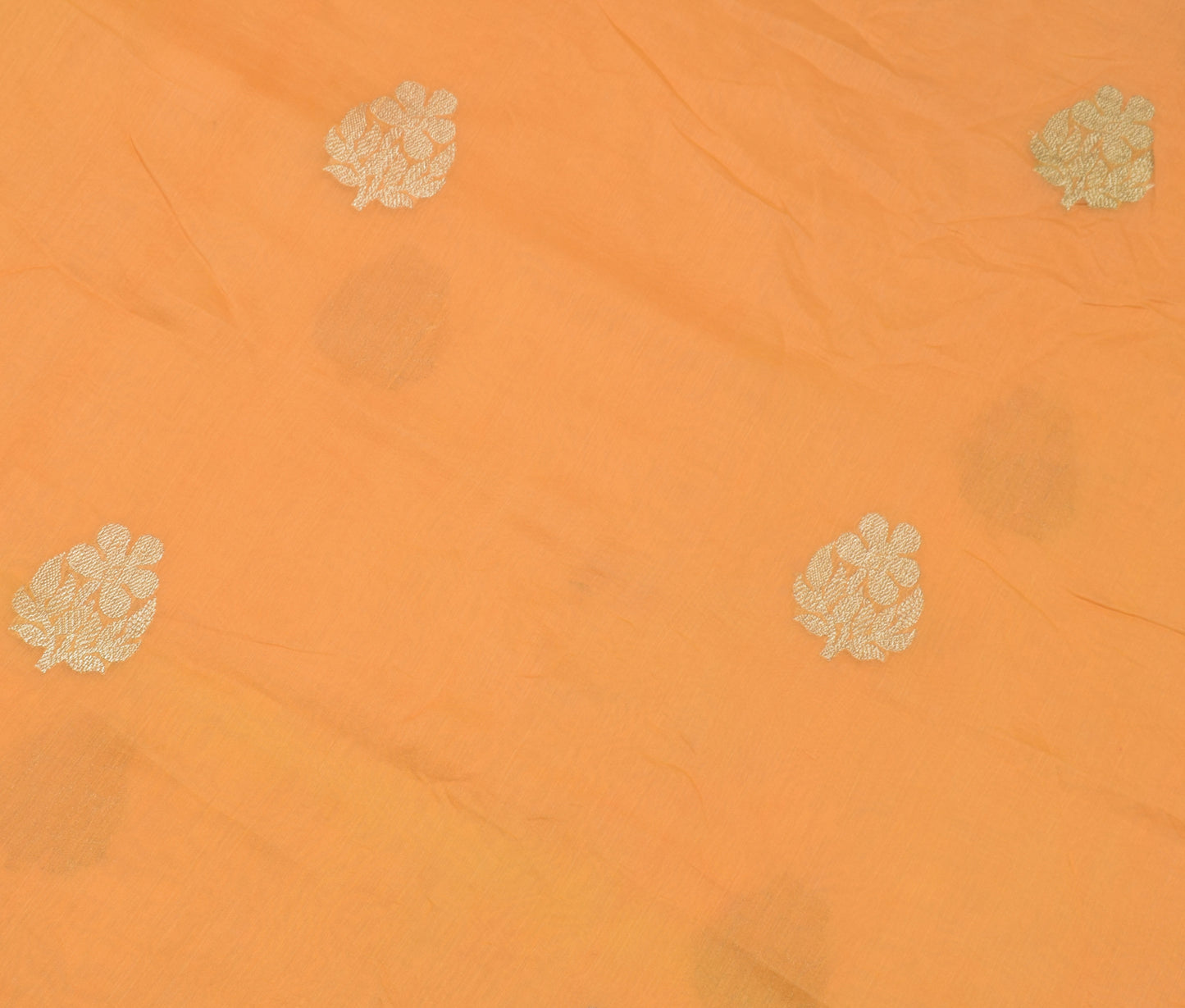 Sushila Vintage Orange Saree 100% Pure Silk Zari Woven Floral Sari 5 Yard Fabric