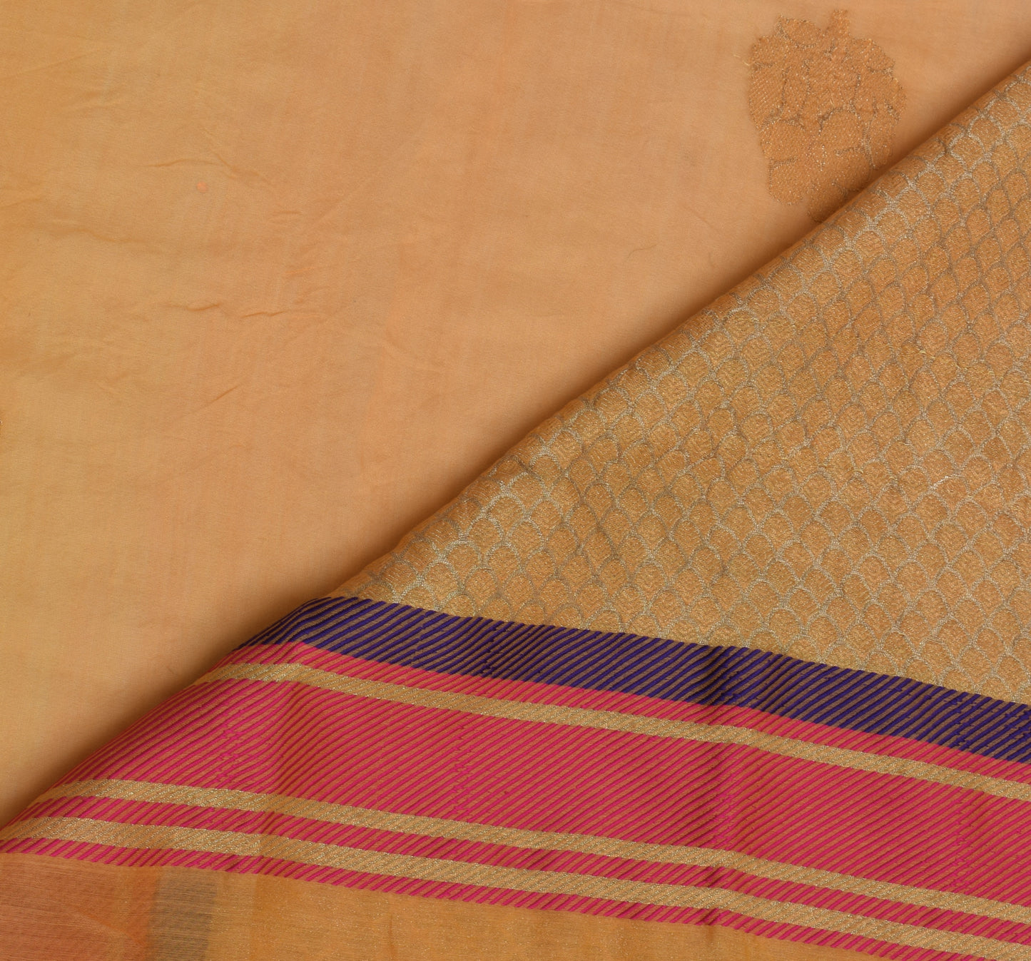 Sushila Vintage Orange Saree 100% Pure Silk Zari Woven Floral Sari 5 Yard Fabric