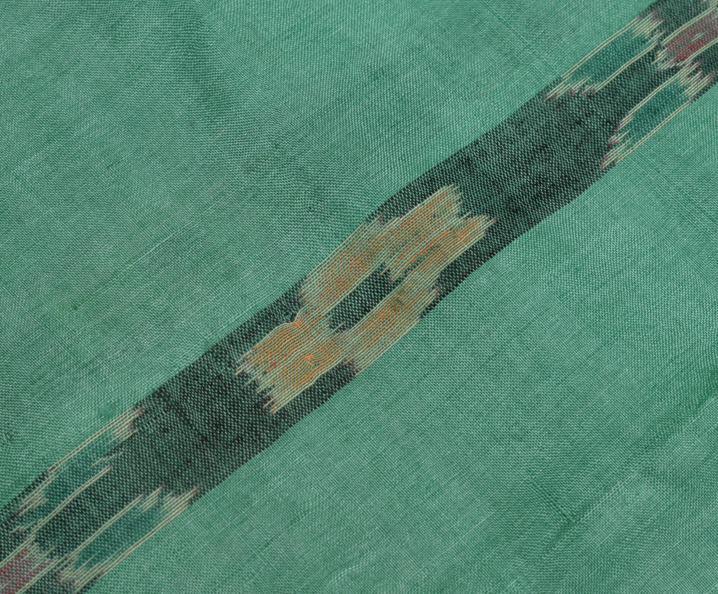 Sushila Vintage Green Saree Pure Silk Hand Woven Ikat Patola Sari Craft Fabric
