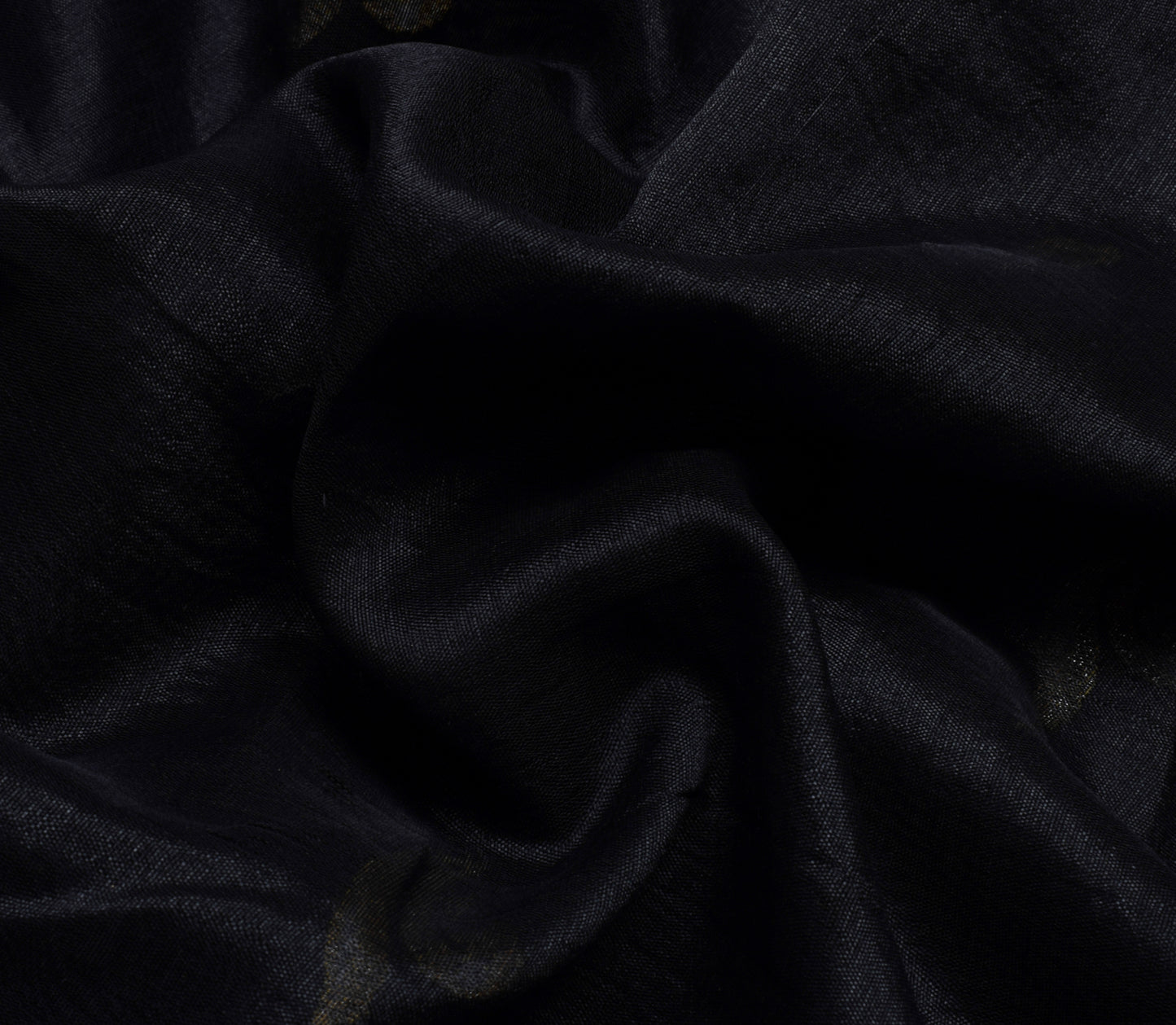 Sushila Vintage Black Saree Blend Silk Embroidered Paisley Sari Craft Fabric