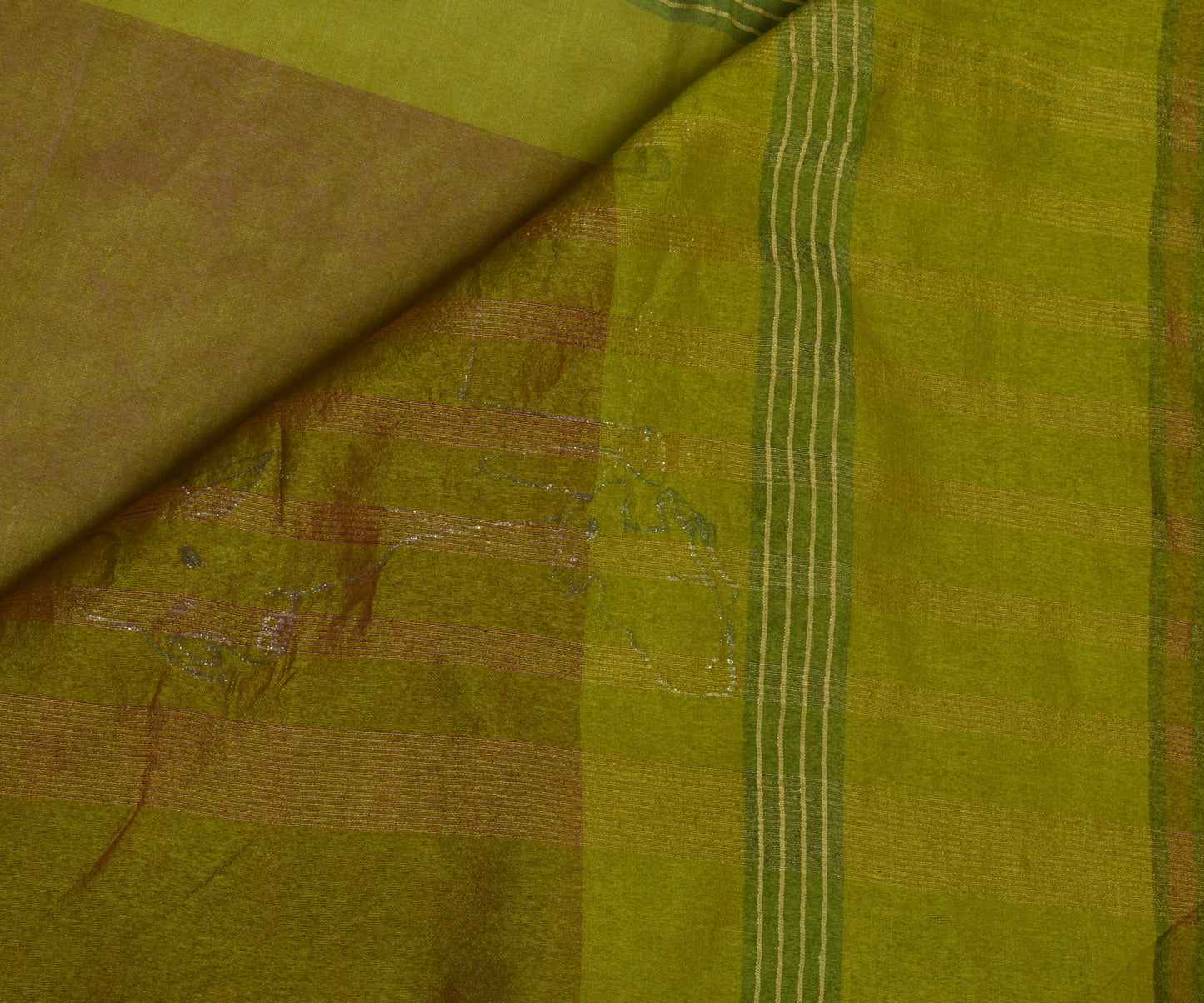 Sushila Vintage Indian Green Saree Blend Silk Woven Sari 5 Yard Craft Fabric