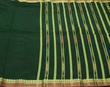 Sushila Vintage Indian Green Saree Blend Cotton Woven Sari 5 Yard Craft Fabric