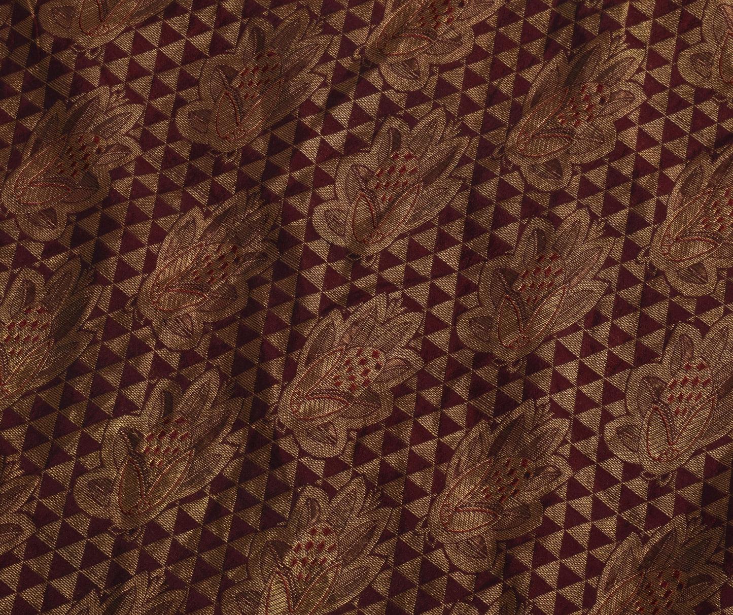 Sushila Vintage Maroon Saree Blend Silk Self Woven Floral Sari Craft Fabric