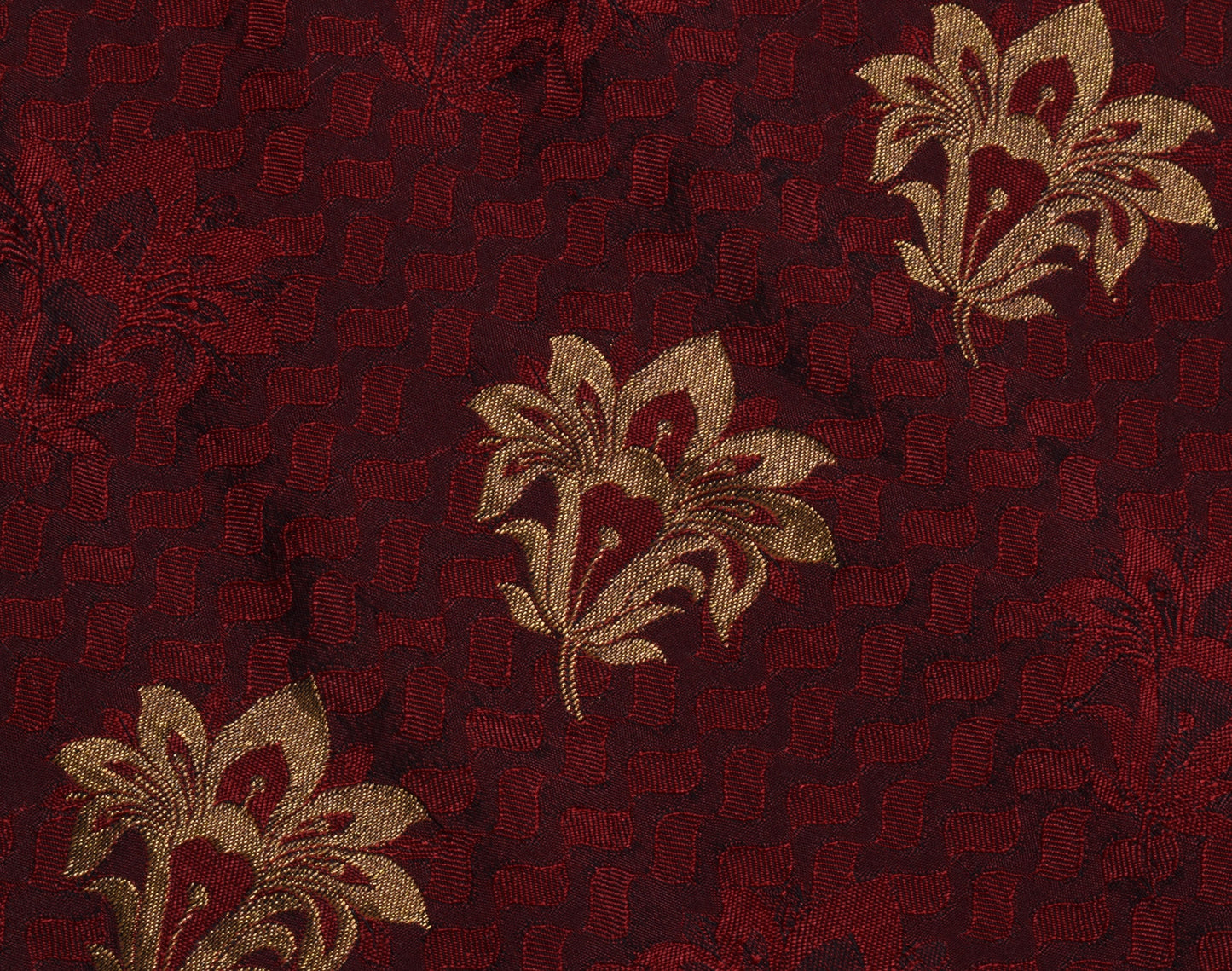 Sushila Vintage Maroon Saree Blend Silk Self Woven Floral Sari Craft Fabric
