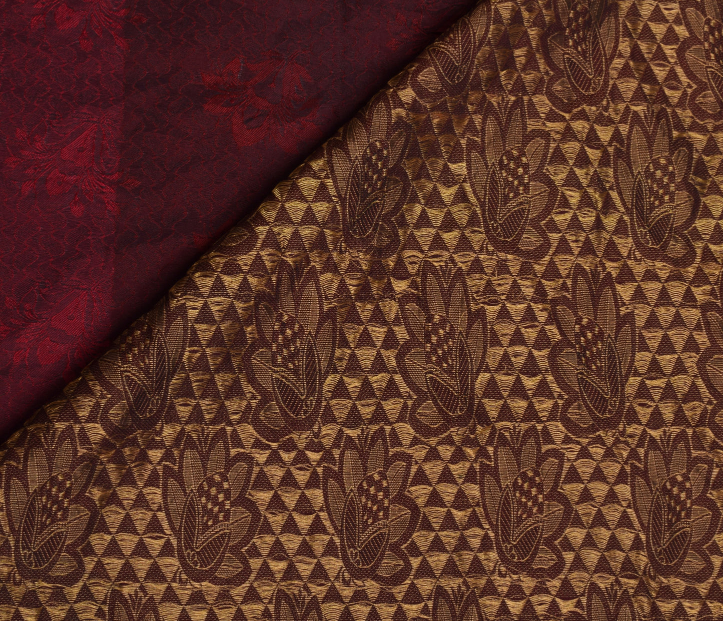 Sushila Vintage Maroon Saree Blend Silk Self Woven Floral Sari Craft Fabric