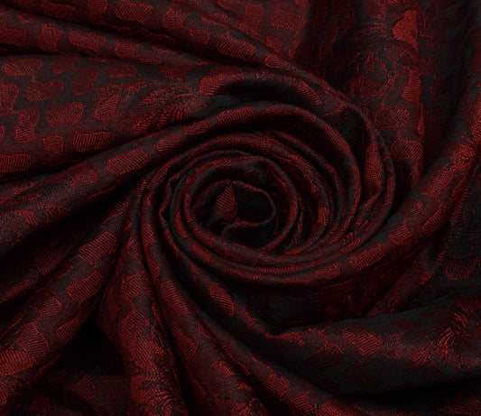 Sushila Vintage Maroon Saree Blend Silk Self Woven Floral Sari Craft Fabric