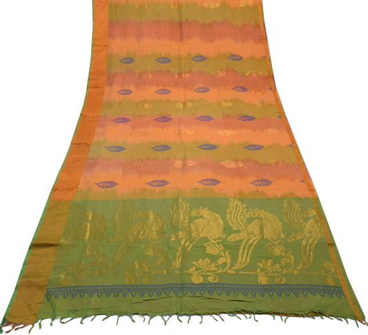 Sushila Vintage Multi-Color Saree 1005 Pure Cotton Woven Floral Sari Fabric